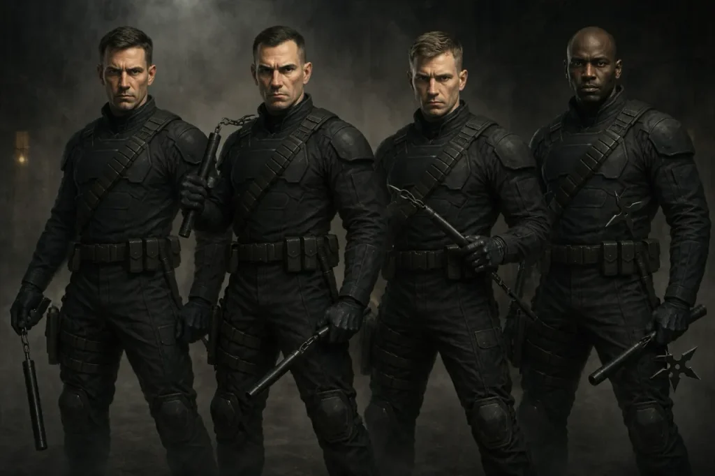 Timothy Zahn i jego Blackcollarowie. Na obrazku czterech żołnierzy Czarnego Komana.